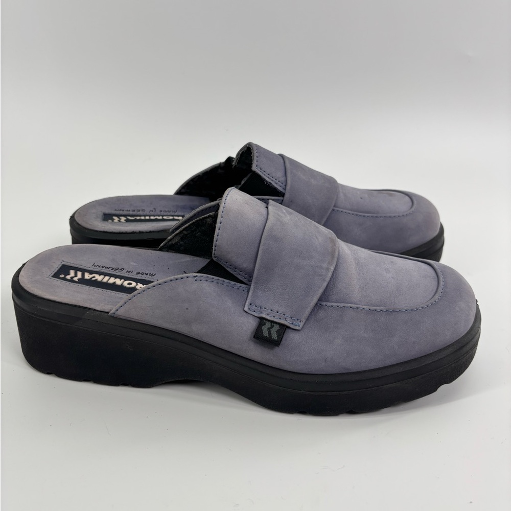 Romika blue suede slip on mule 38 7.5 European comfort shoes